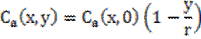 Image of equation: (C subscript a)(x,y) = (C subscript a)(x,0)(1 – y/r).