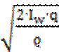 Image of formula: square root of ((2∙(I subscript w)∙q)/ϱ).