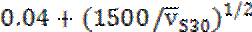 Image of equation: 0.04+((1500/(v bar subscript S30)) to the 1/2).